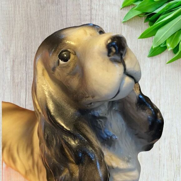 Vintage Cocker Spaniel Figurine Black & White Dog Made In Japan - Picture 6 of 9